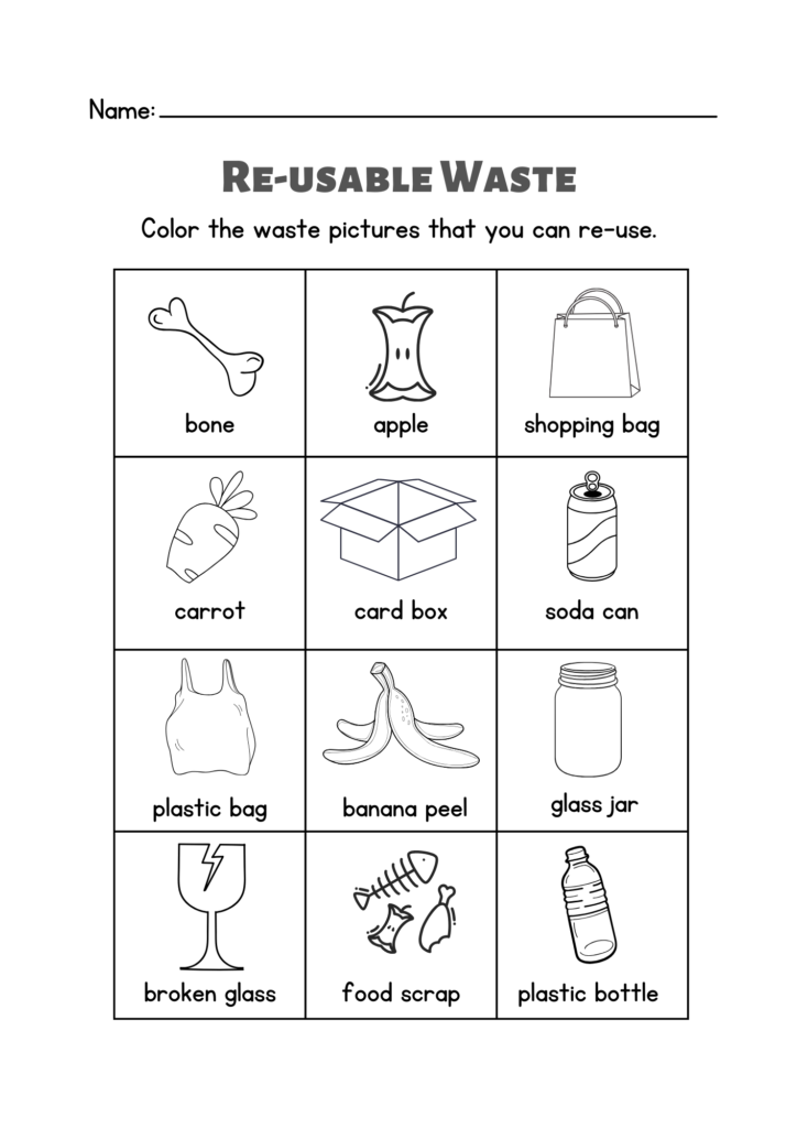 reusable waste worksheet